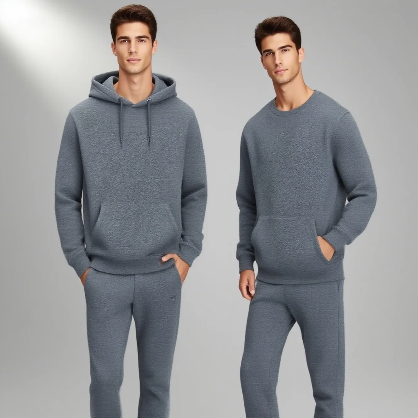 Men's autumn and winter new color solid color multi color optional hooded sweatshirt+pants fashionable casual sports set s-3XL