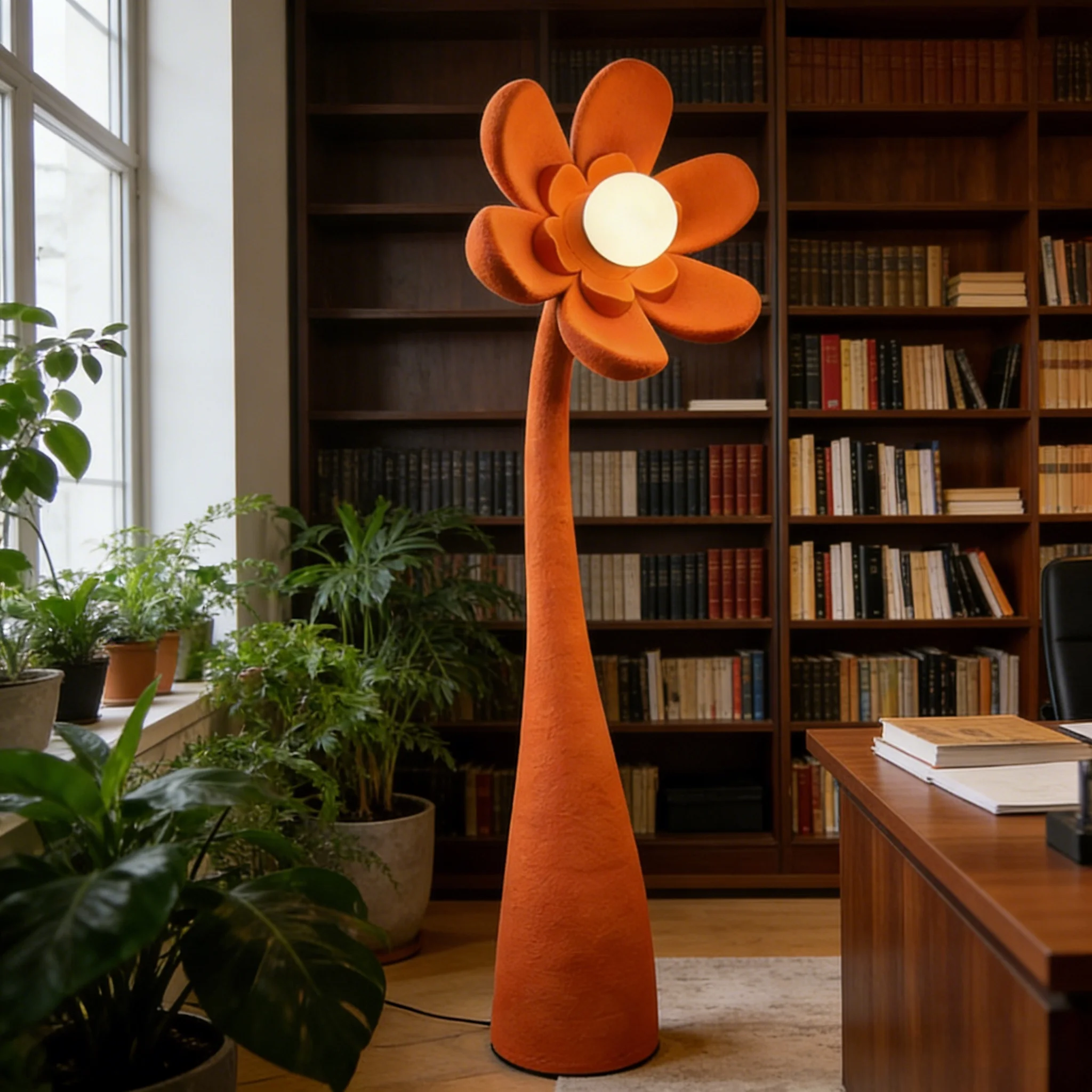 Wabi Sabi Style Antique Floor Lamp Bedroom Bedside Lamp Living Room Sofa Edge Lamp Home Decoration Sunflower Standing Light LED