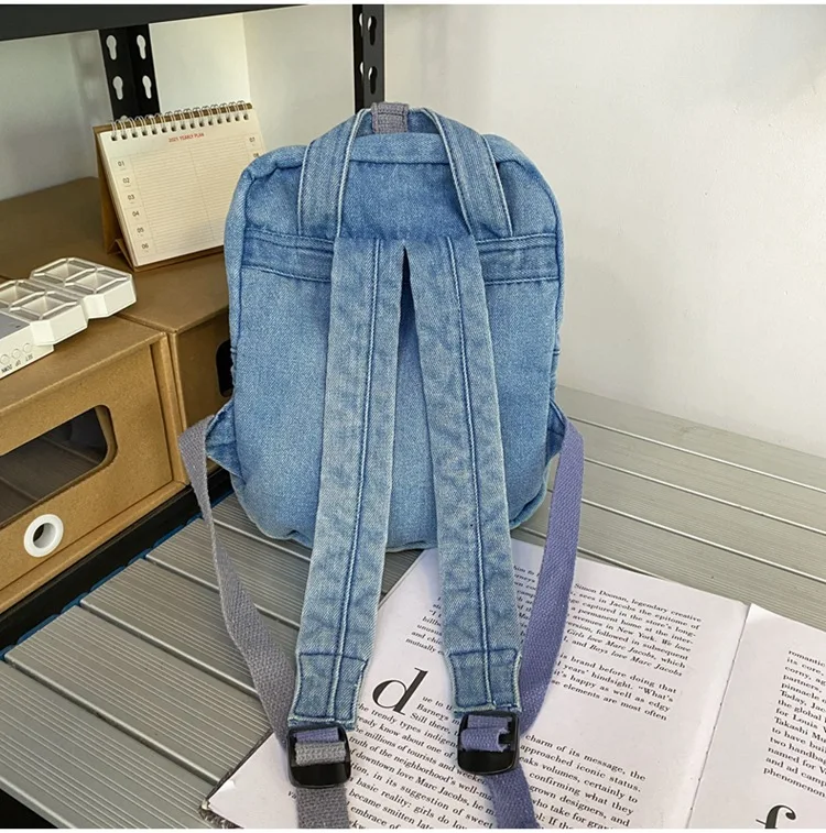 Denim Women Backpack Small Casual School Bag for Teenage Girls Female Shoulder Bag Designer Backpack Cowboy tote blue mochila