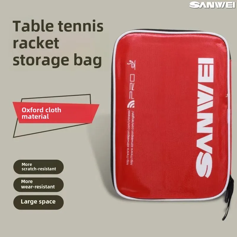 SANWEI Table Tennis Bag Half Round Square Paddle Cover Scratch Resistant and Wear Resistant Paddle Storage Bag