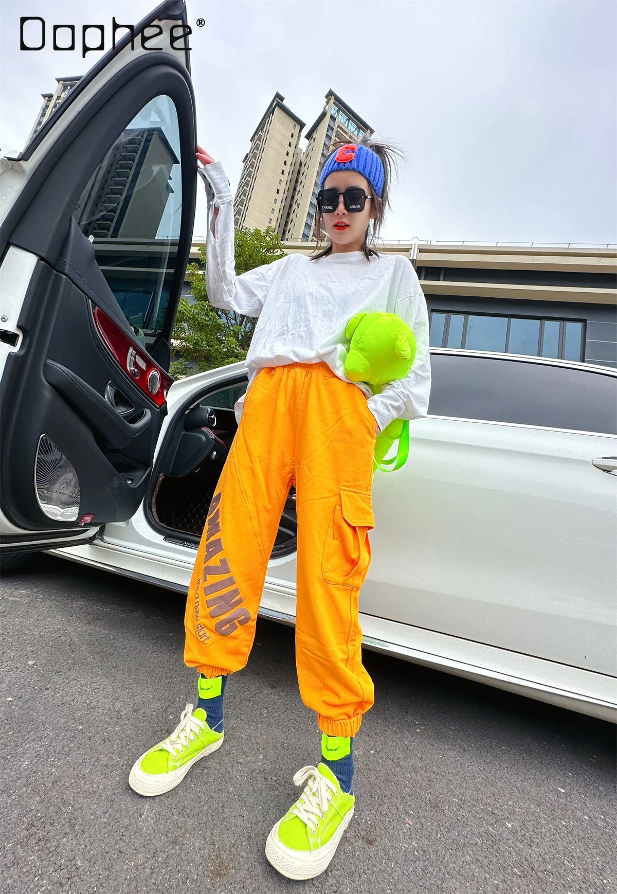 Spring Autumn High-waisted Pants Korean Version of Harlan Pants Retro Loose Casual Sports Trousers Cargo Pants Streetwear Women