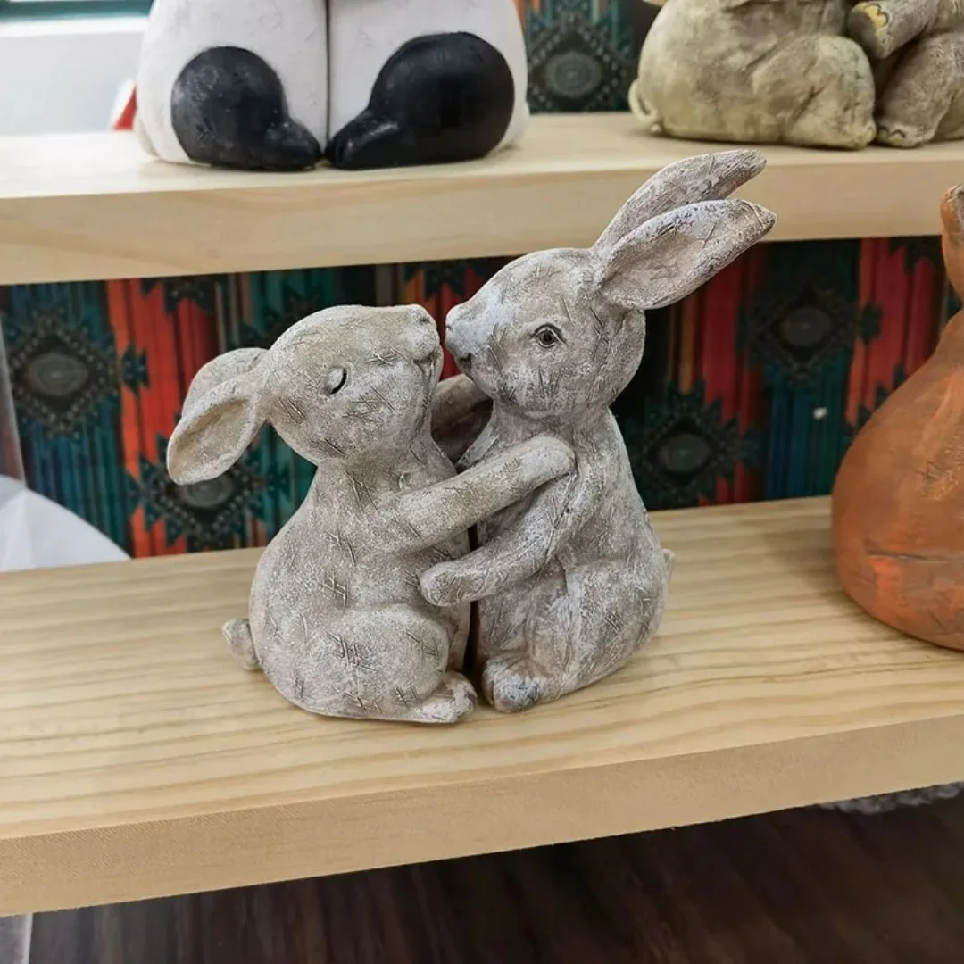 

Animal Companion Garden Ornament Animal Panda Rabbit Couple Resin Home Decor Christmas Gift Unique Design Outdoor Garden Artwork