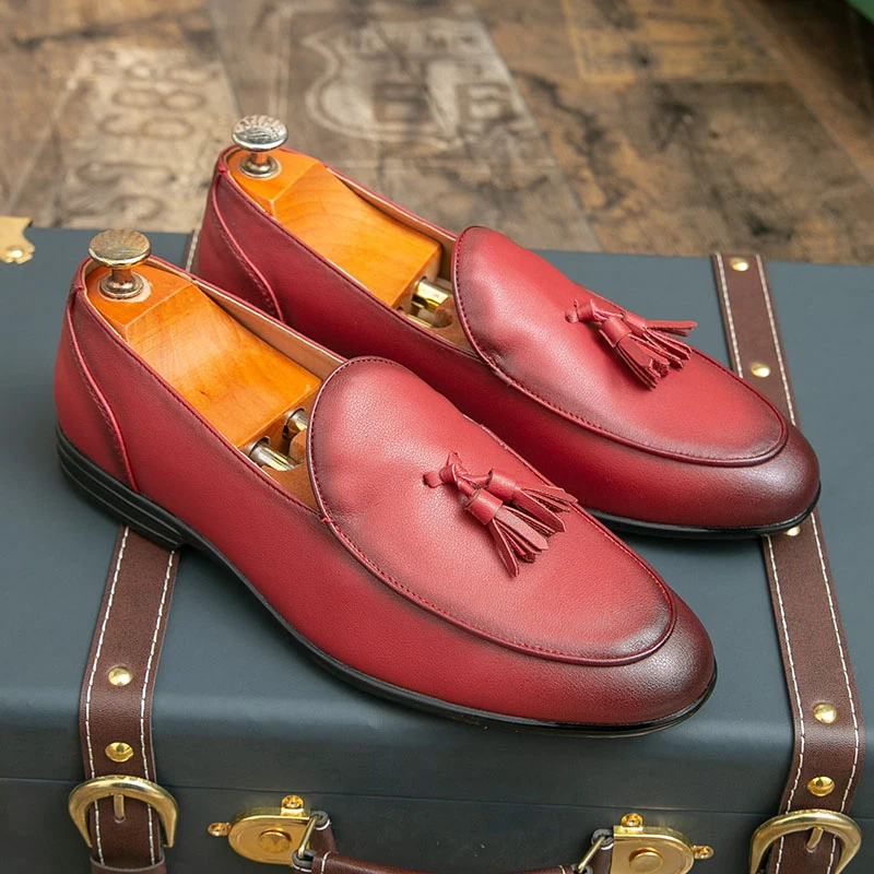 

Men Loafers PU Solid Color Tassel Decoration Professional Classic Business Men Shoes Size 38-47