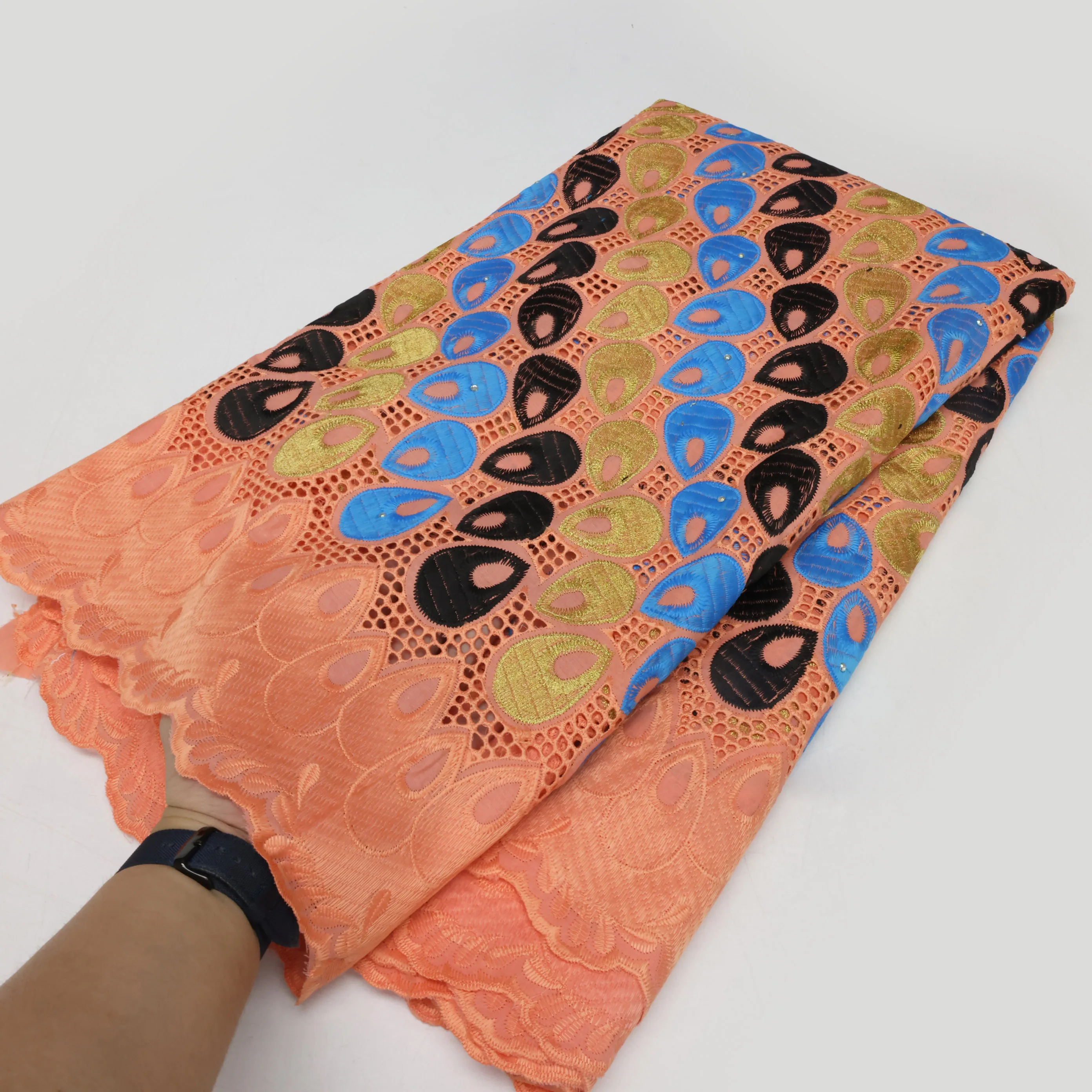 African Style Wedding Dry Lace Fabric 5 Yards Elegant Cotton Lace Material High Quality Dry Lace Fabrics Party Evening Dresses