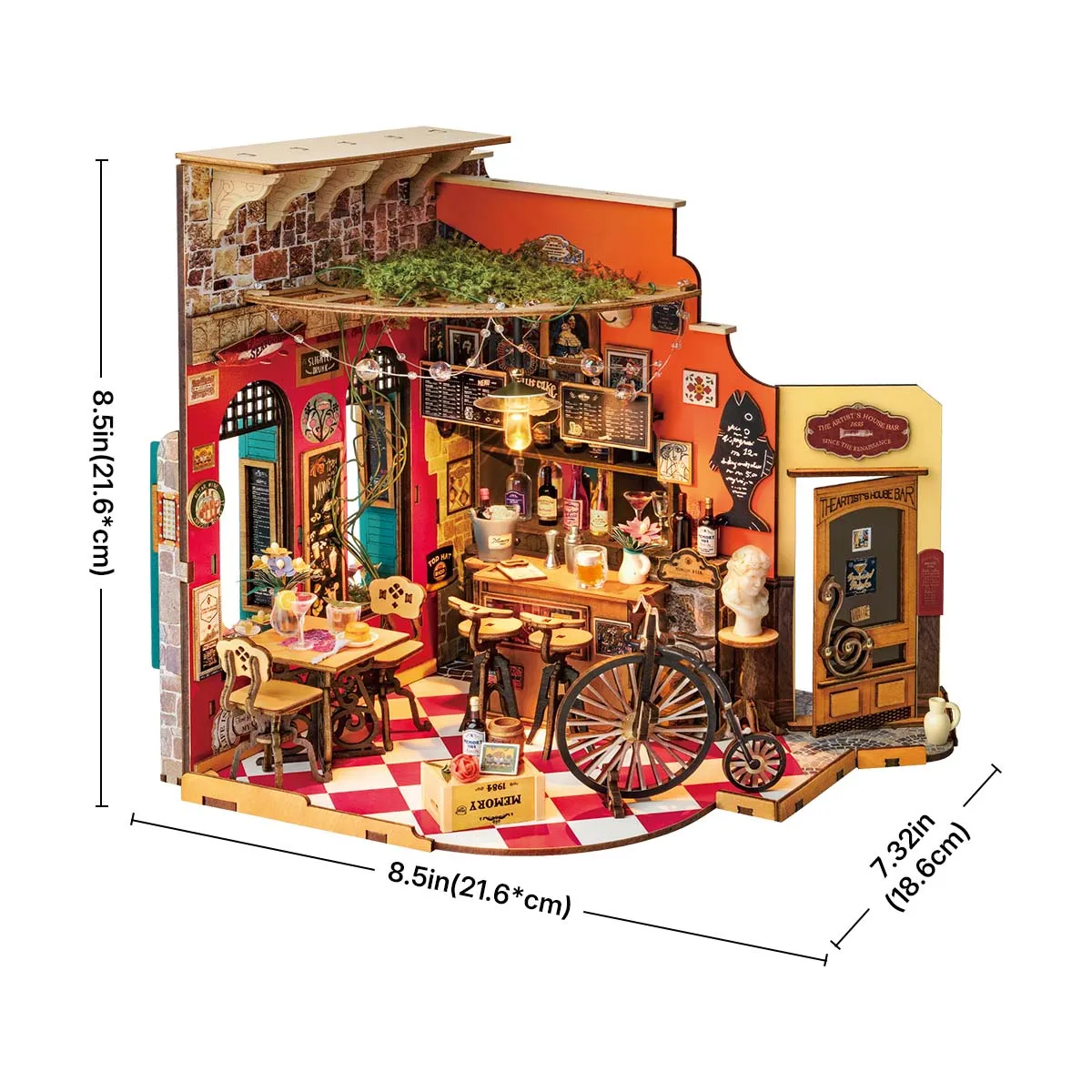 Robotime Rolife DIY Cheers Bar y comedor casa de muñecas con muebles casa de muñecas en miniatura kits de madera juguete para niños adultos (DG173)