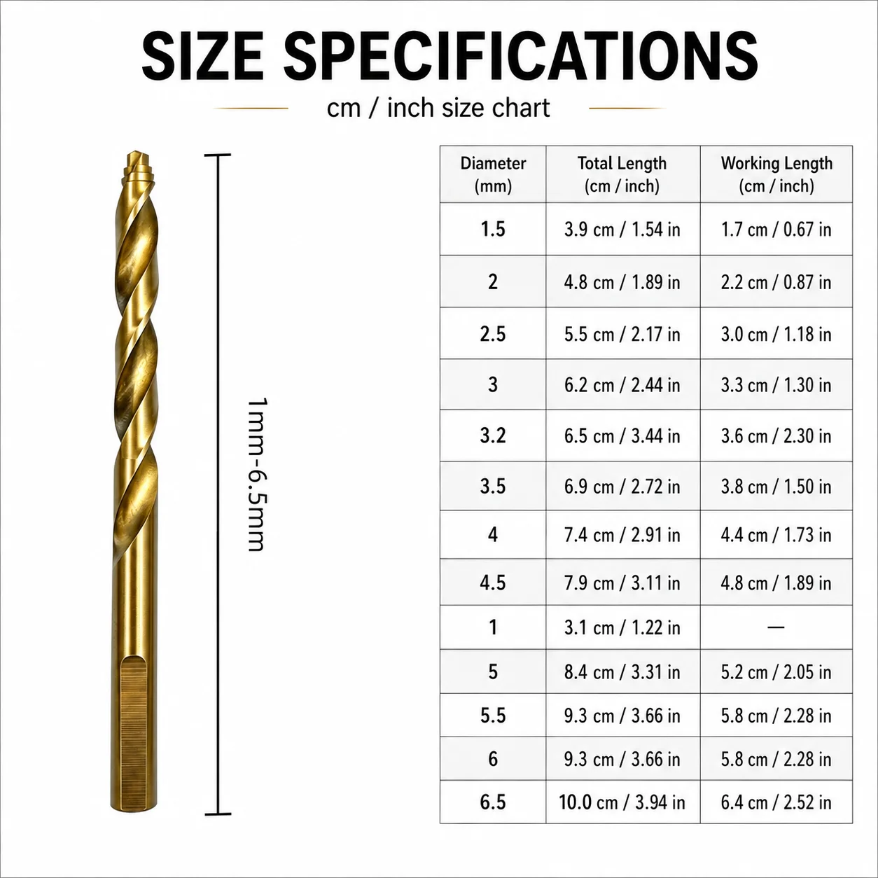 Metric 1.0-6.5mm 13Pcs Twist Drill Bits Titanium Serrated Sharp Tip Hex Anti-slip Shank Drill Kit for Electric Drill Home Worksh