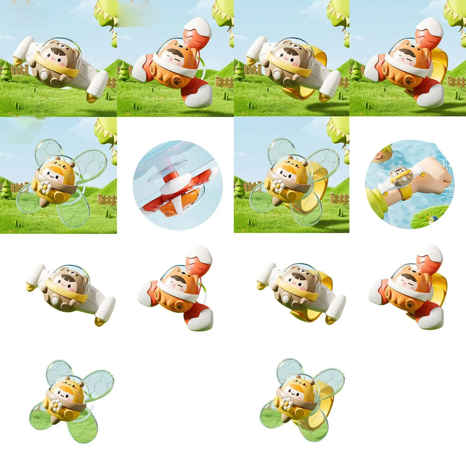 3 Pieces Suction Cup Rotating Toys Window Rotating Top Baby Toy for Bathtubs