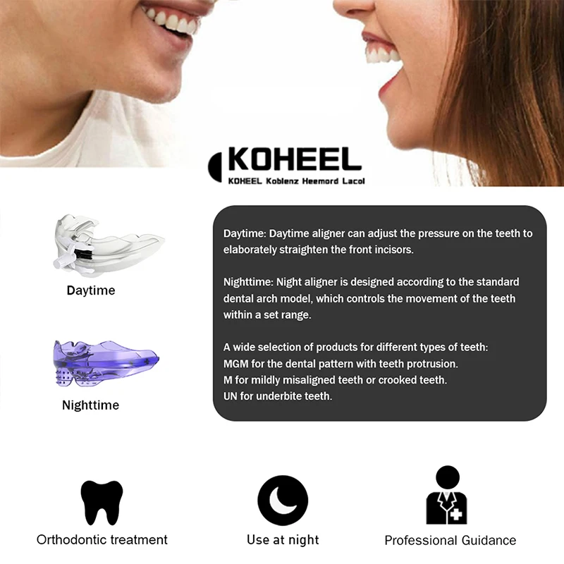 KOHEEL D Plus N Teeth Straightener for Crooked Teeth, Adjustable Teeth Straightening Aligner Orthodontic Retainers 3 Stages