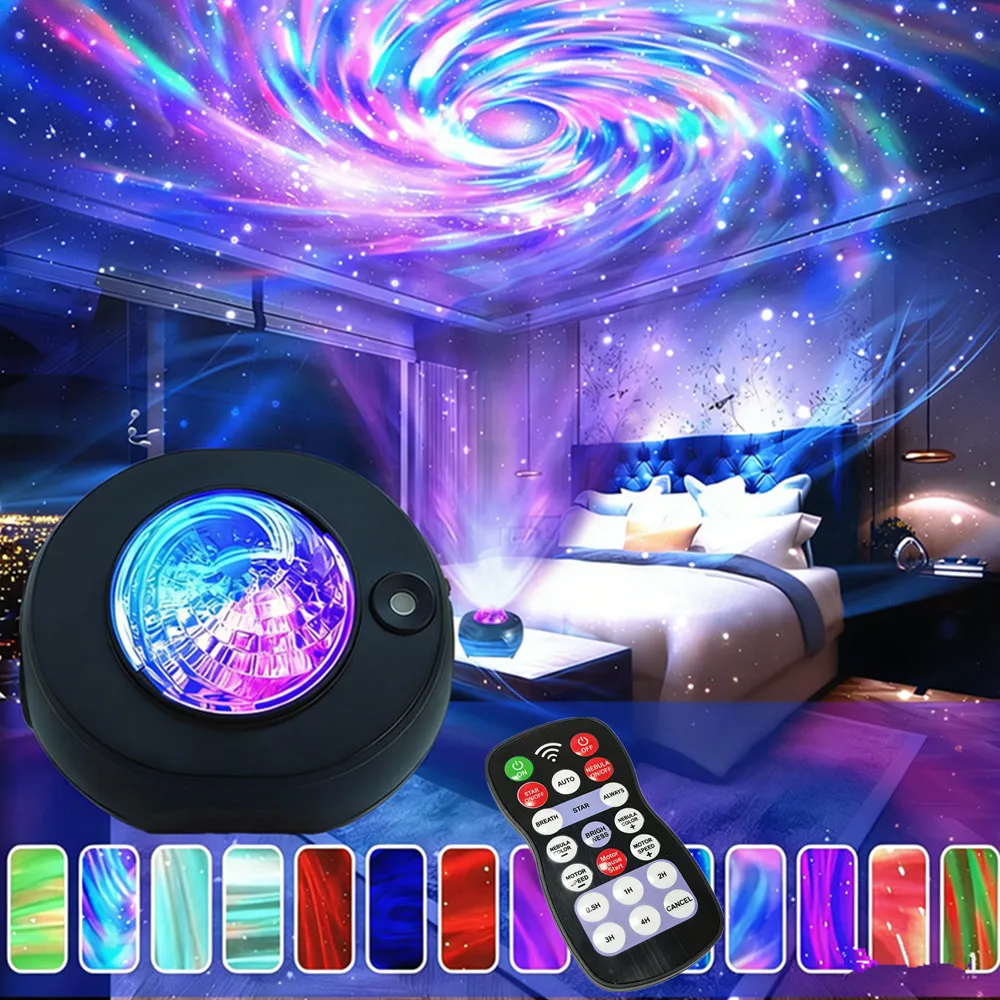 Galaxy Projector, Northern Lights Projection Lamp, Small Night Light with Timer and Remote Control for Bedroom and Living Room