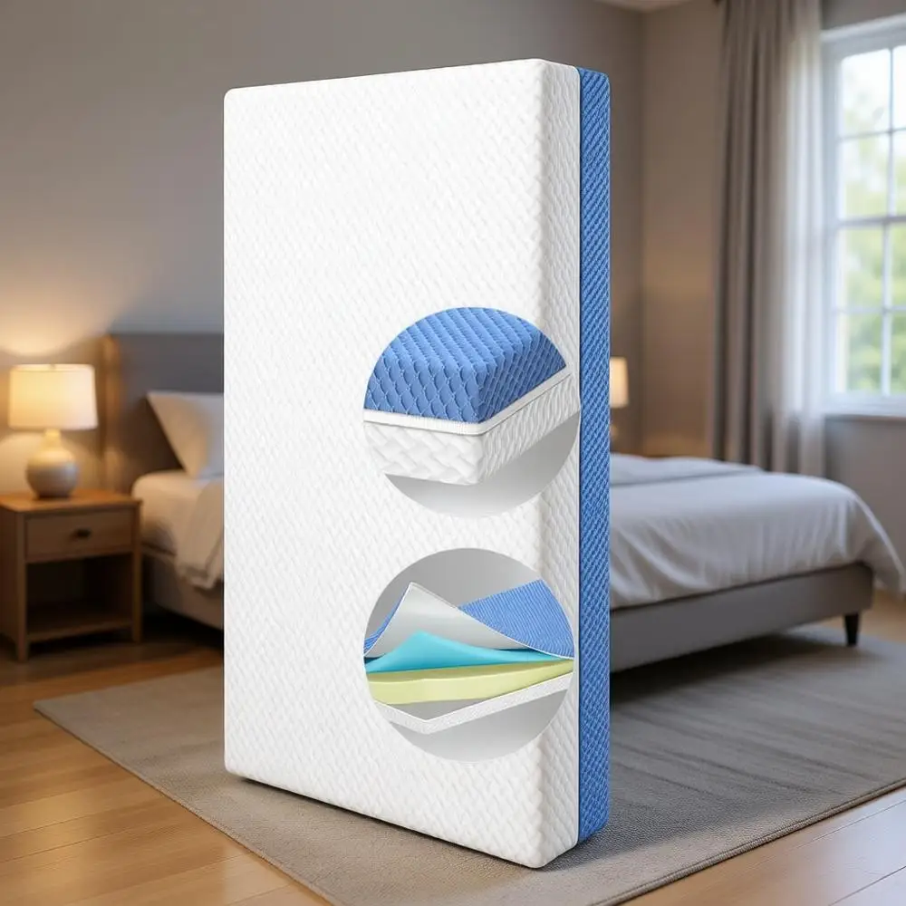 

Dual-Sided Anti-Odor & Noise Mattress, 2-Stage Support, Waterproof, Washable, White & Blue