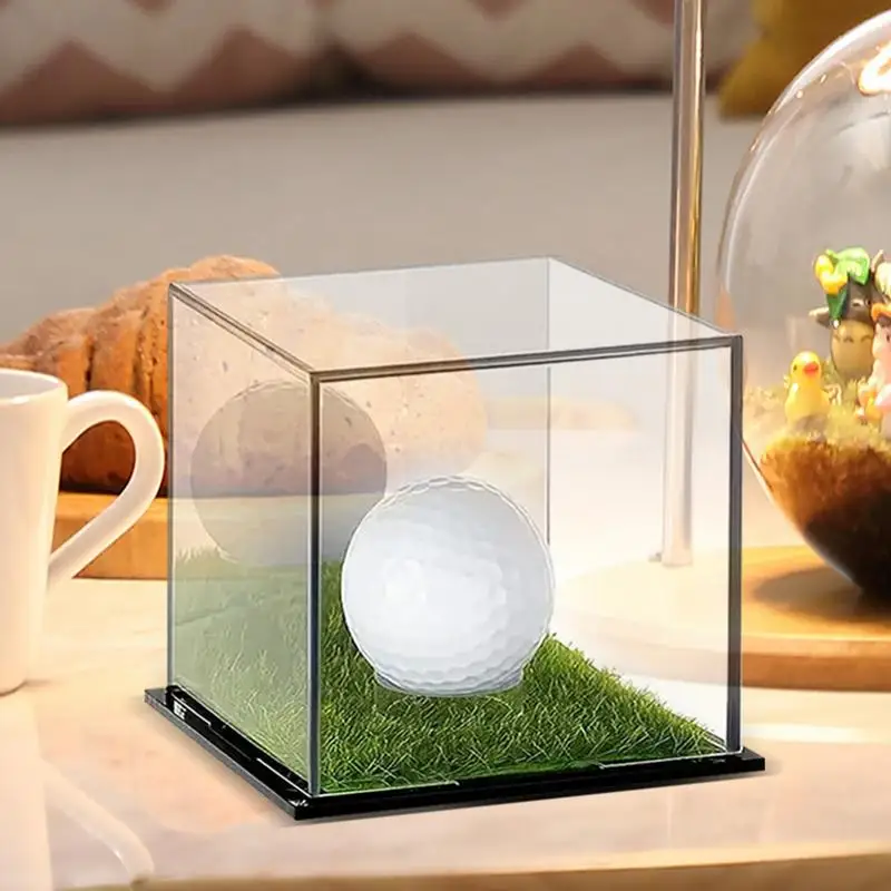 Clear Golf Ball Display 2X Acrylic Single Golf Ball Cube Dust Protection Square Case for Enthusiasts Storage Box for Baseball