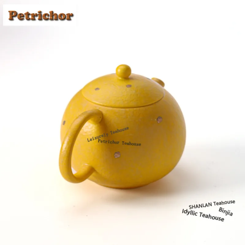 170ml Lemon Yellow Gold Sprinkled Teapot Elegant Tea Infuser Pot Tea Soaking Kettle With Ball Hole Teaset Decoration Ornaments
