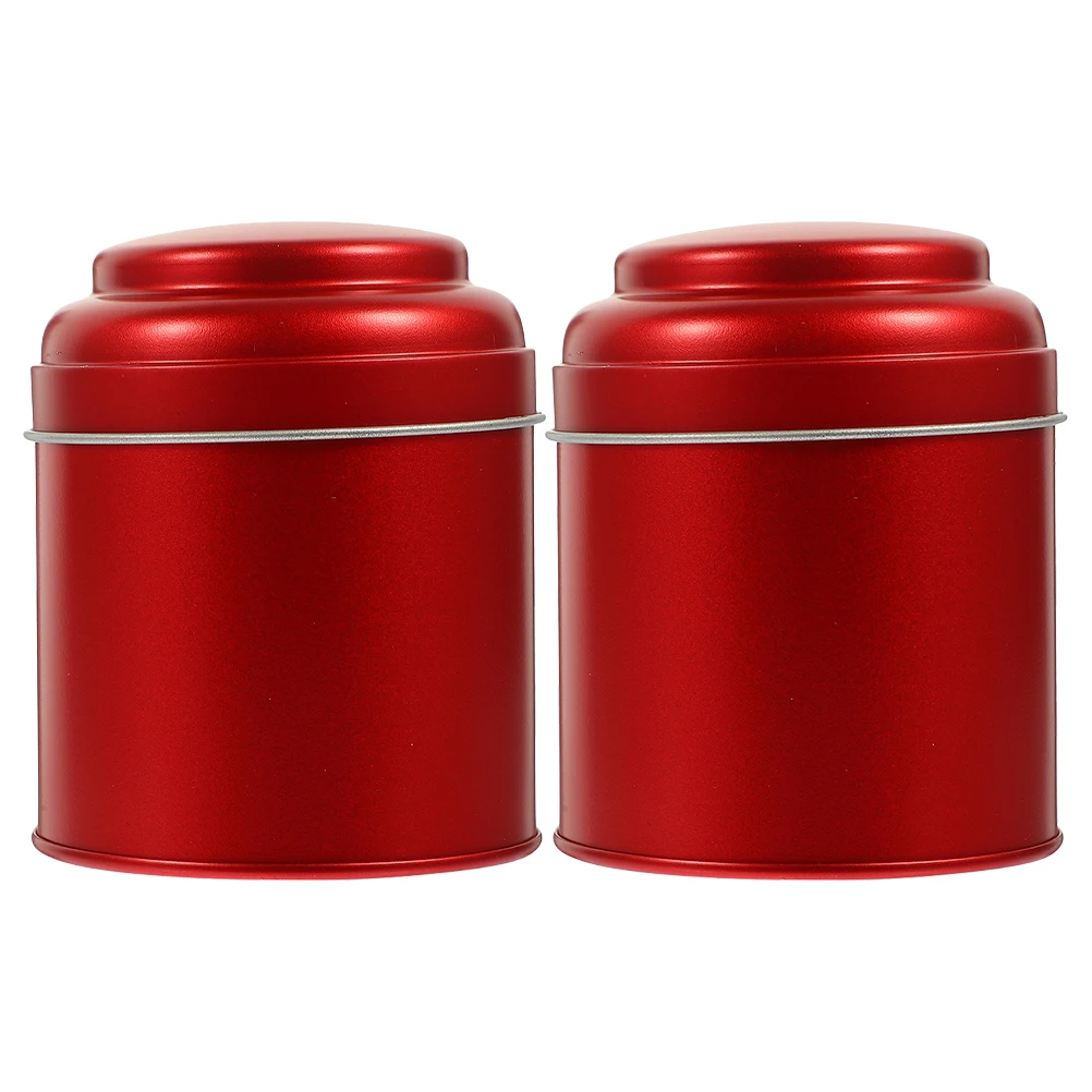 

2pcs Airtight Metal Tea Canister Round Iron Storage Jar Coffee Sugar Container Kitchen Home Decor Sturdy Wear-Resistant Mini
