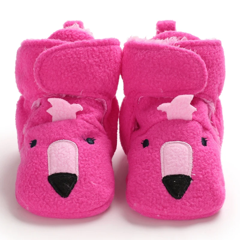 Winter baby's small animal shaped cloth soled cotton shoes with warm and plush thick Velcro baby's walking cotton shoes