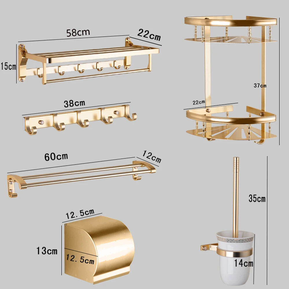 Towel Robe Hooks Clothes Holder Punch-Free Gold Aluminum Door Wall Mounted Bath Coat Hanger Bathroom Kitchen Accessories