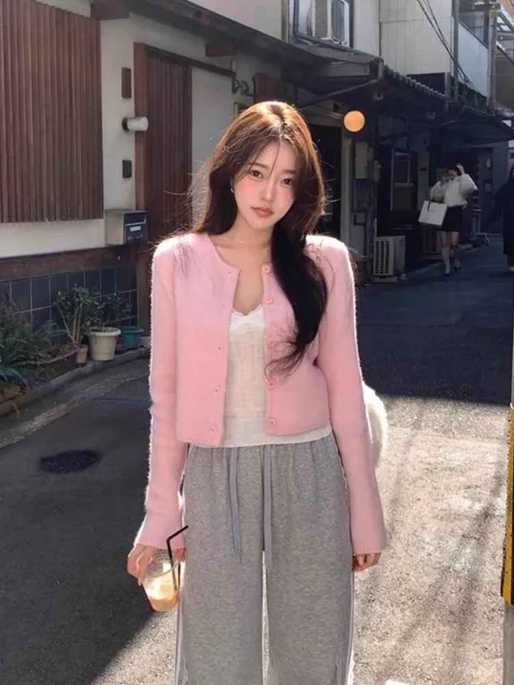 

Шикарный осенний новый мягкий уютный круглый вязаный открытый кардиган Ne Long Sve, женский модный свободный крой, одинарный...