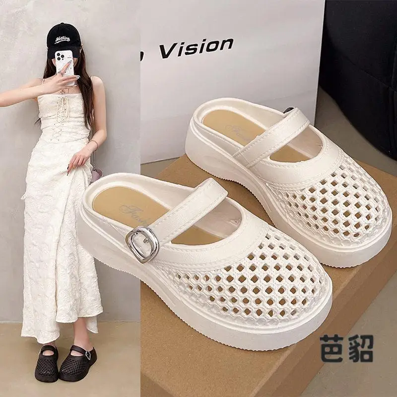 

Women's Comfortable Thick Bottom Slip-On Sandals Breathable Soft Sole Open-Toe Summer Casual Fashion Hollow out Design