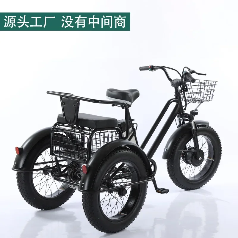 Electric Tricycle 20Inch Fat Tire Removable Lithium Battery 2Seater Electric Bicycle Electric Bike Pick up and drop off children