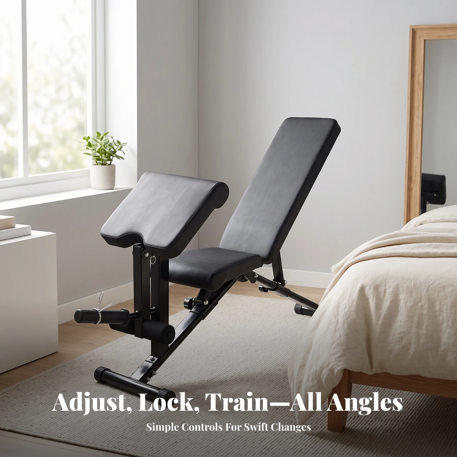 Adjustable Weight Bench Portable Foldable Bench with Padded Backrest Furniture Stable Comfortable for Fitness Enthusiasts