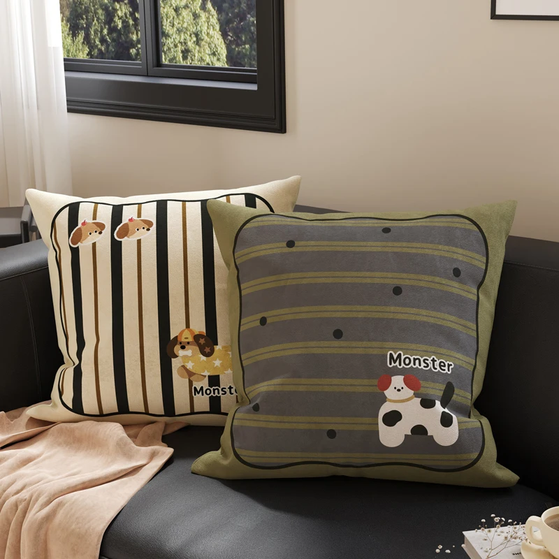 Cute Cartoon Pillow Home Decorative Sofa Pillow Backrest Cushion Bedroom Living Room Washable Cover Square PP Cotton Filling