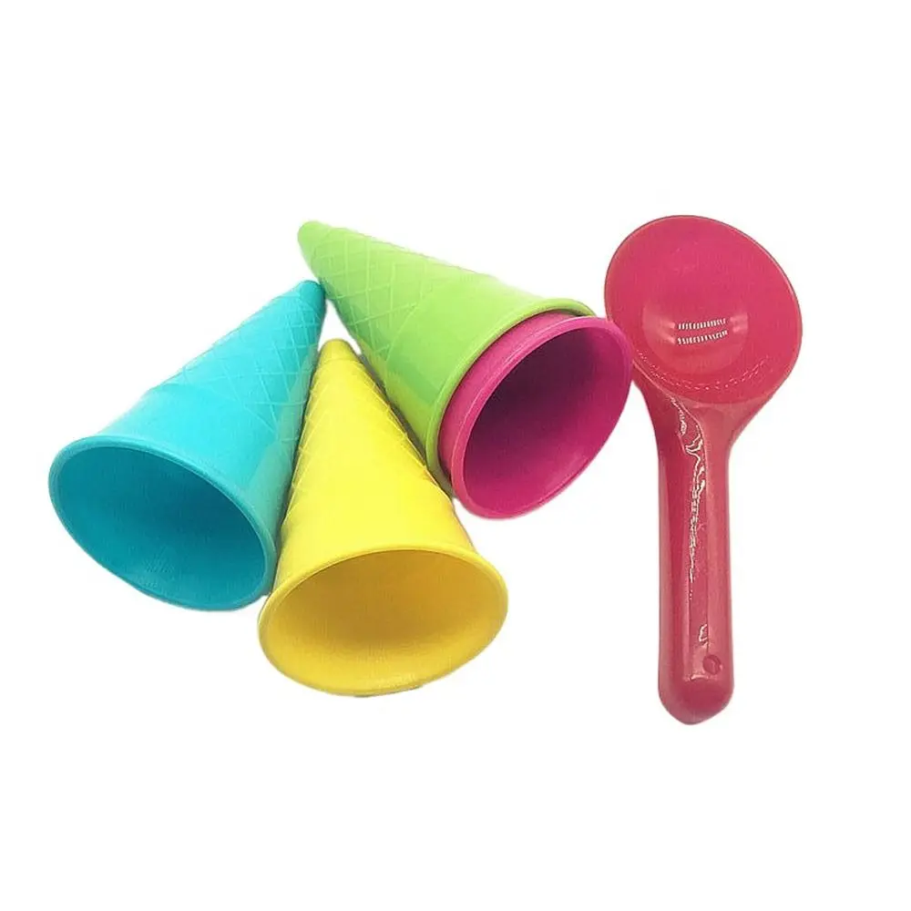 5 pçs presente jogando casa escavação ferramenta de areia praia jogo colher areia brinquedos conjunto sorvete cone modelo