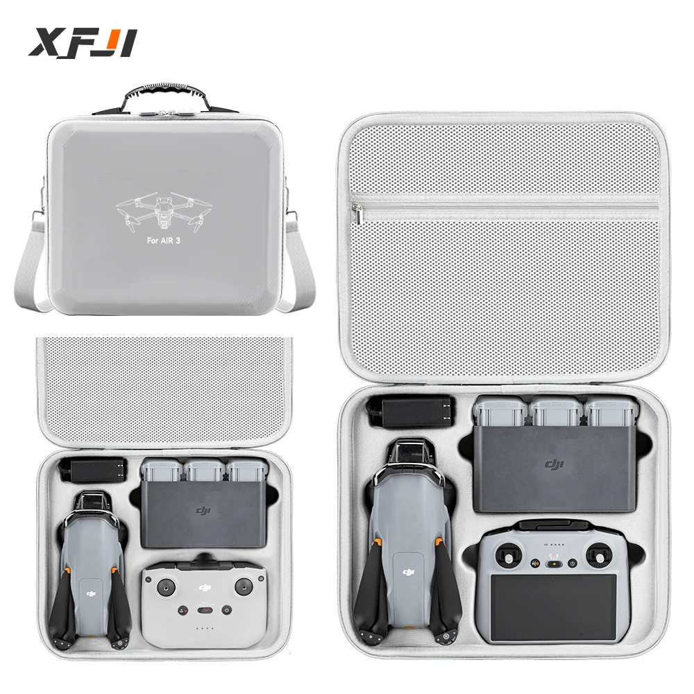 

XFJI Portable Carrying Case for DJI Air 3 Storage Box DJI Air 3 Hard Case Drone Accessories Handbag PU Splash-proof Shoulder Bag