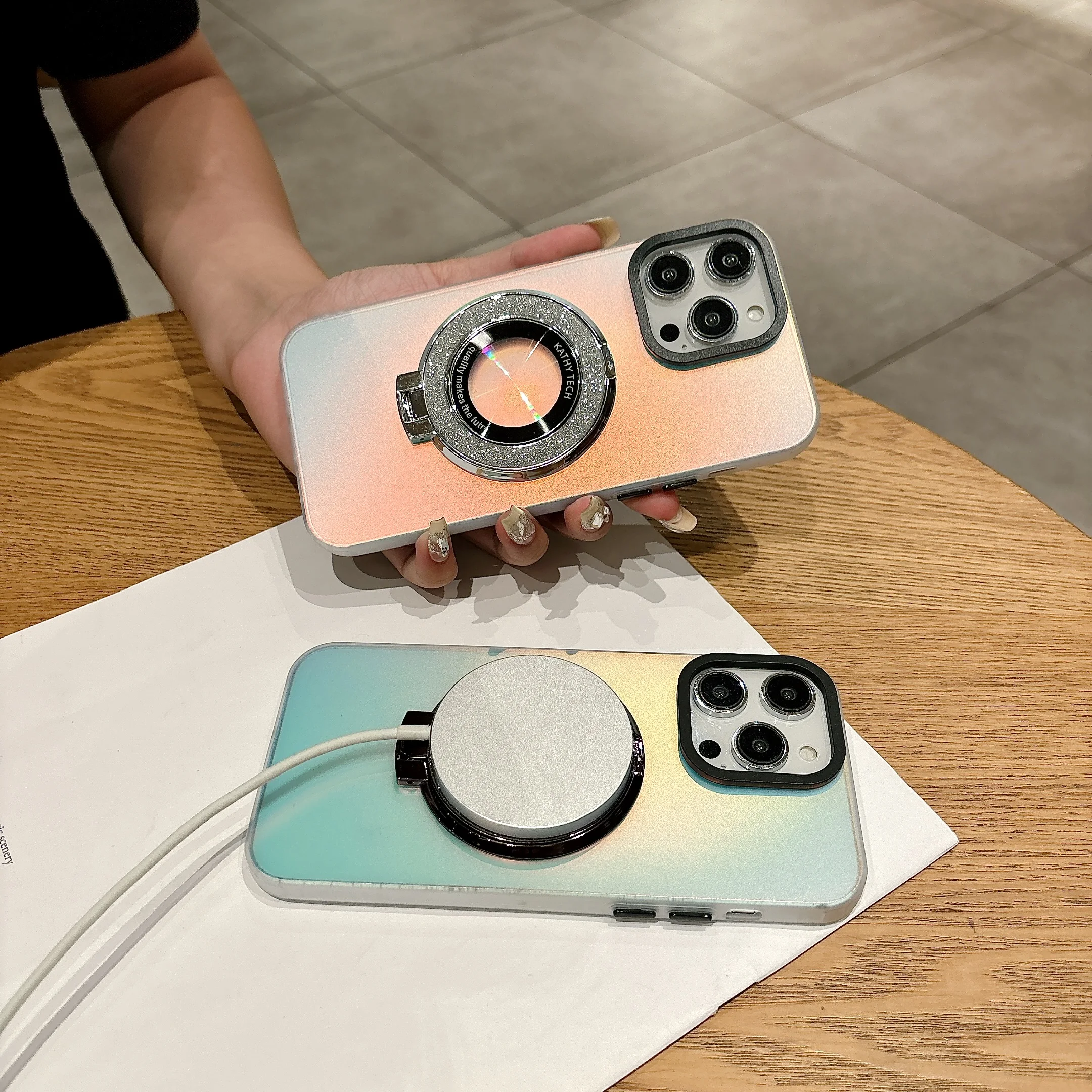 مع حافظة دعم غير مرئية جذابة مغناطيسية لهاتف آيفون 17 16 15 14 غطاء هاتف 15 14 13 Pro MAX صلب مقاوم للصدمات خلفي Funda #1