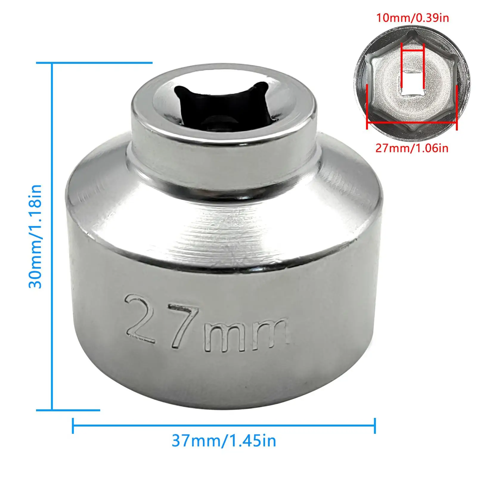 27mm Low Profile Oil Filter Wrench Socket Steel for Fiat All 27mm Caps