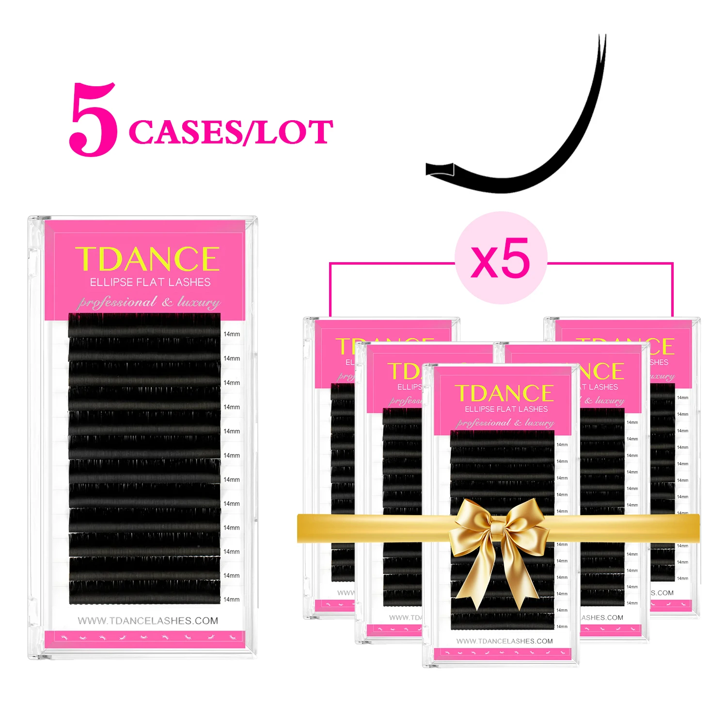 TDANCE 5 Case/Lot Ellipse Flat Lashes 12 Lines 8-15mm Individual Eyelash Extension Split Tips Natural Matte Faux Mink Lashes