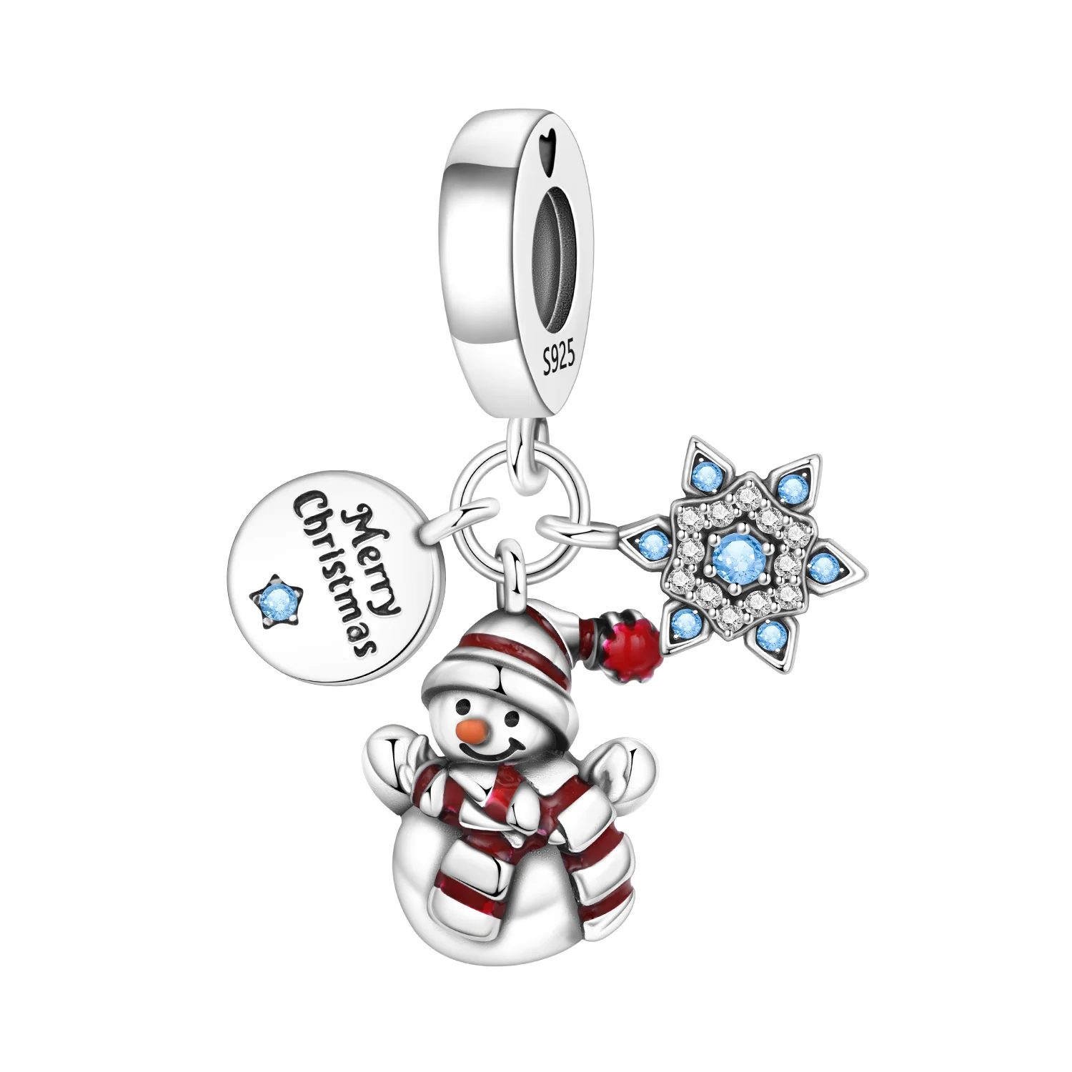 MISEFF 925 Sterling Silver Pendant Christmas Snowman Charms Beads Necklace Original Bracelets Jewelry Merry Christmas Gifts