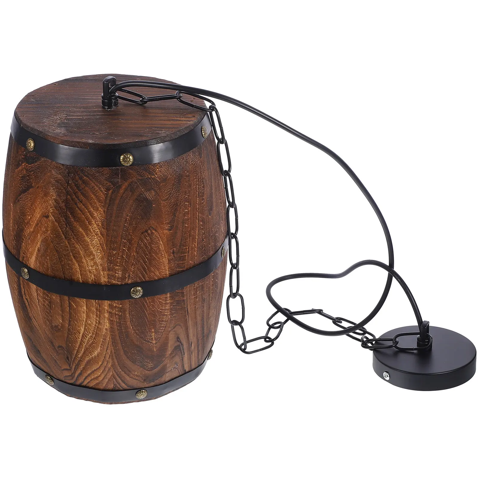 Wooden Industrial Pendant Ceiling Light E27 Socket Vintage Rustic Decorative Lighting
