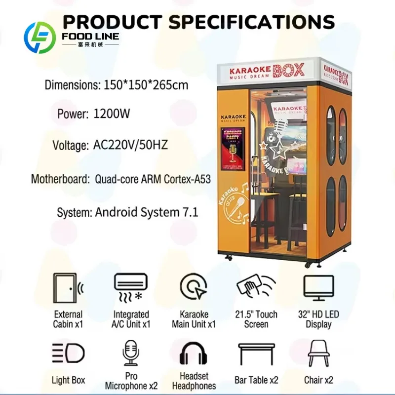 Customized Factory Price 2 Person Mini KTV Booth Soundproof Singing Pod Coin Operated Karaoke Machine with Recording Function