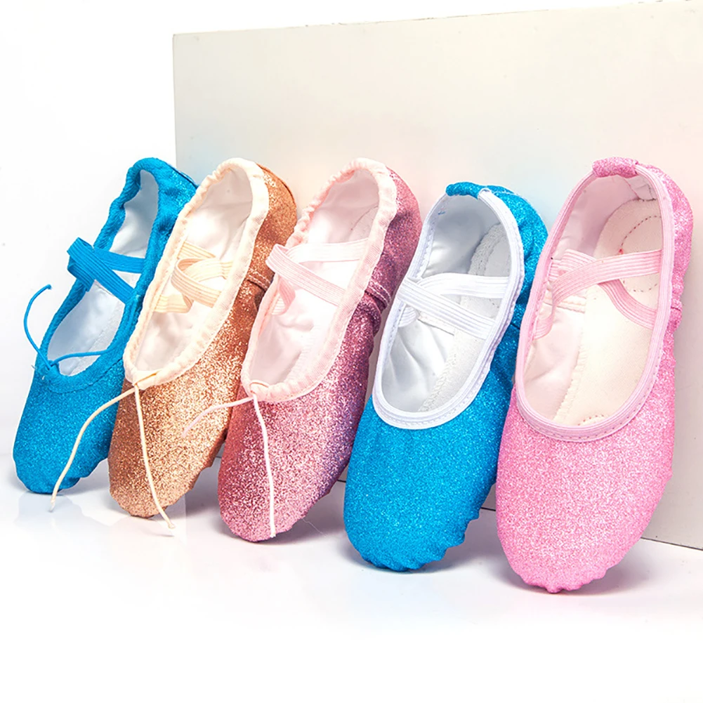 Novo ballet sapatos de dança yoga ginásio chinelos planos glitter rosa ballet sapatos de dança para meninas crianças professor