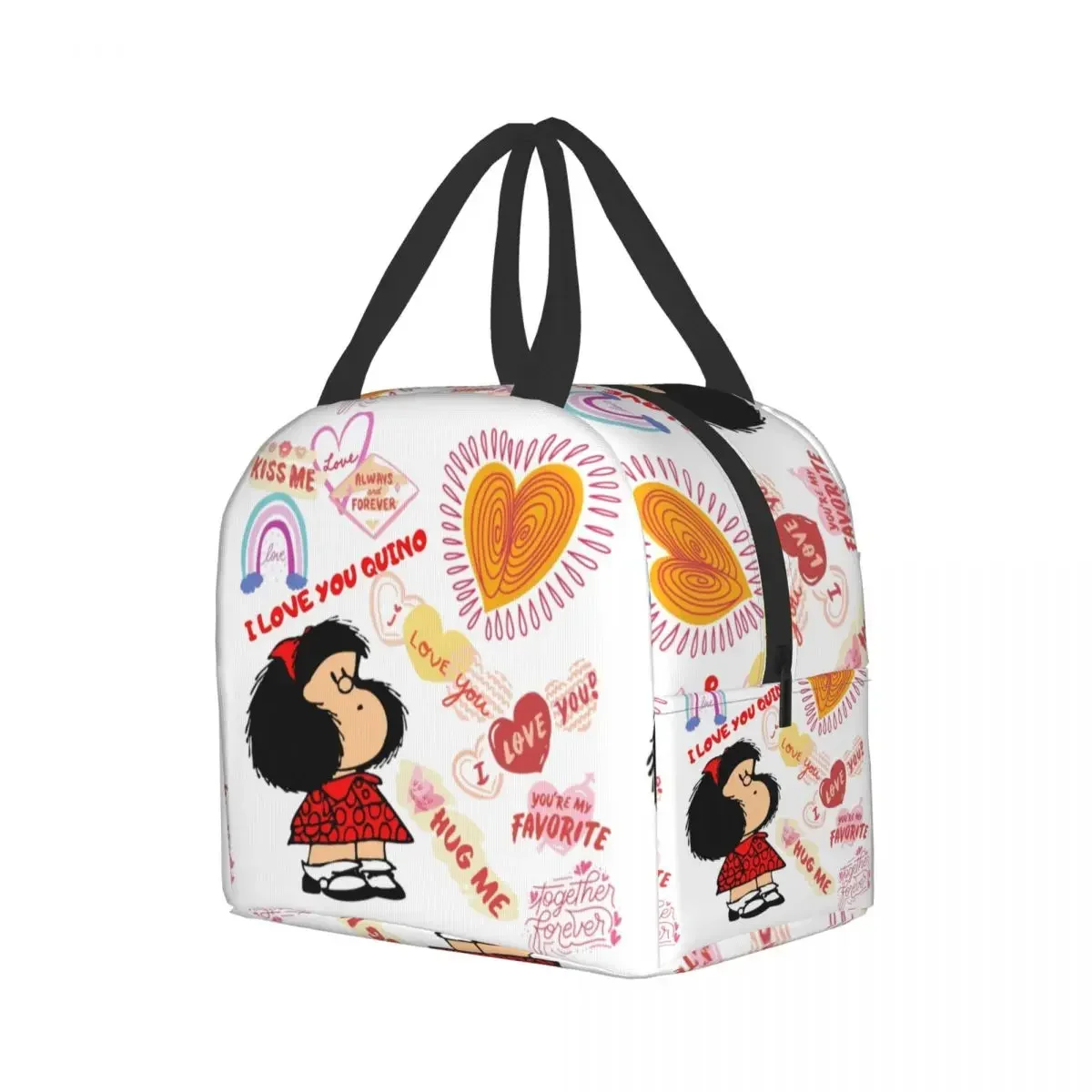 Mafalda Quino Comics Thermal Insulated Lunch Bag Resuable Lunch Box for Women Kids Outdoor Camping Travel Food Storage Bags