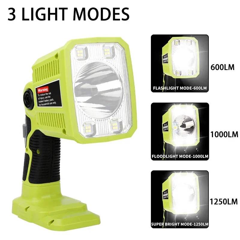 LED Work Lights Flashlight Electric Torch Spotlight Car Lamp For RYOBI 14.4V 18V lithium-Ion NiCad&NiMh One+ Battery P108 P104