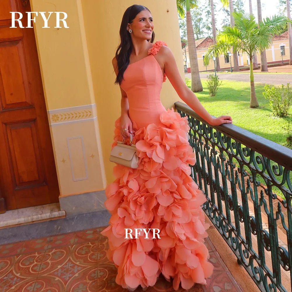 

RFYR Mermaid Celebrity Dress Coral Prom Dress with Multilayers Evening Dress فساتين مناسبة رسمية Customized