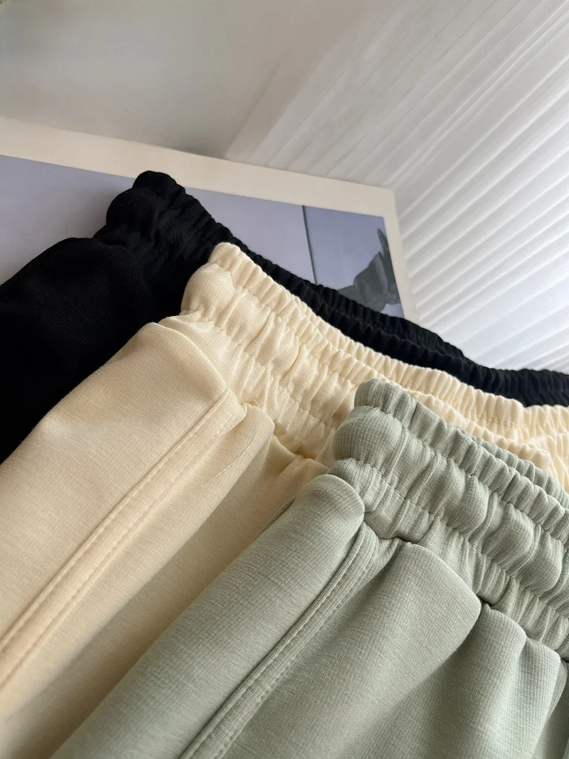 Spodnie damskie letnie z wysokim stanem, w kształcie litery A, wygodne, elastyczne, bawełniane, do noszenia w domu, w kolorze miętowym.