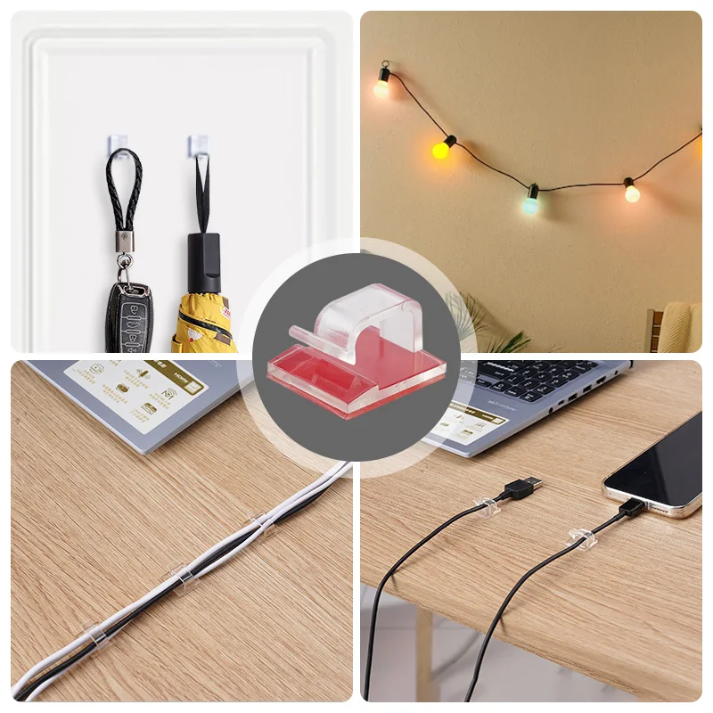 8Pcs Cable Clips Self Adhesive Cord Management Office Wire Holder Organizer Clamp Cable USB Charging Data Line Bobbin Winder