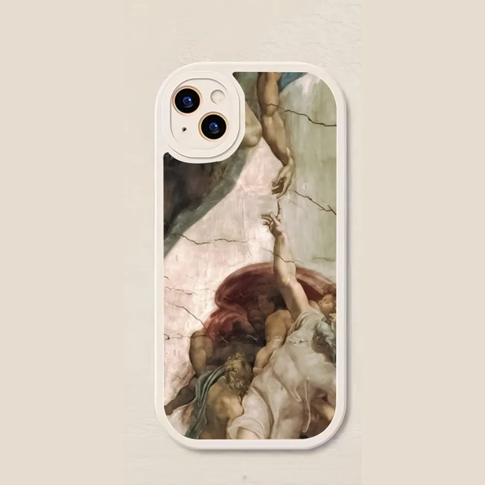 Fresco Michelangelo Creation Of Adam Phone Case For Iphone 15 11 13 14 Pro Max 7 8 Plus X Xr Xs Max Se2020 12mini Cover