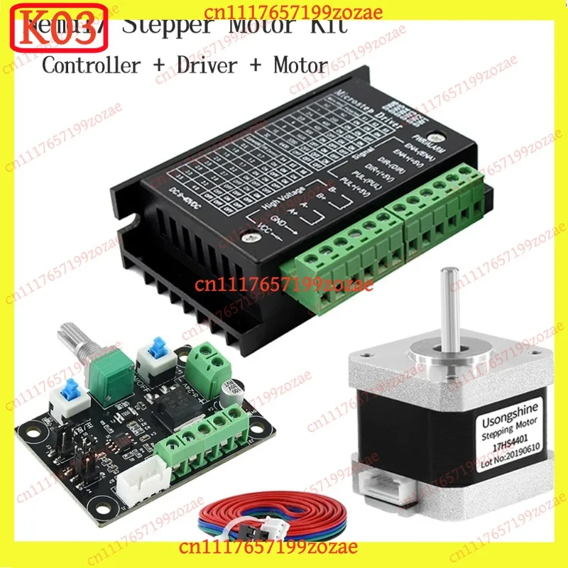 k3 NEMA17 Stepper Motor Kit with TB6600 Driver & MKS OSC Controller - 17HS4401 (1.5A, 42N·cm), Adjustable Speed for CNC Slider