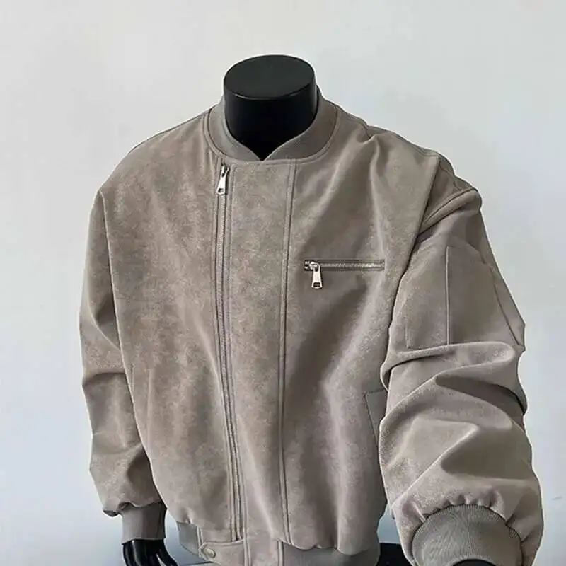 New Versatile Trend Spring Autumn Fashion Jacket 2025 Zipper Long Sleeve Tie-dyed Korea Fashion Male Tops SE28