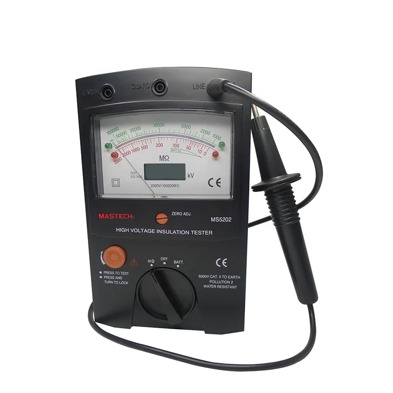 MASTECH MS5202 2500V Digital/Analogue Pointer Insulation Resistance Tester Max to 100000Mohm - view 2