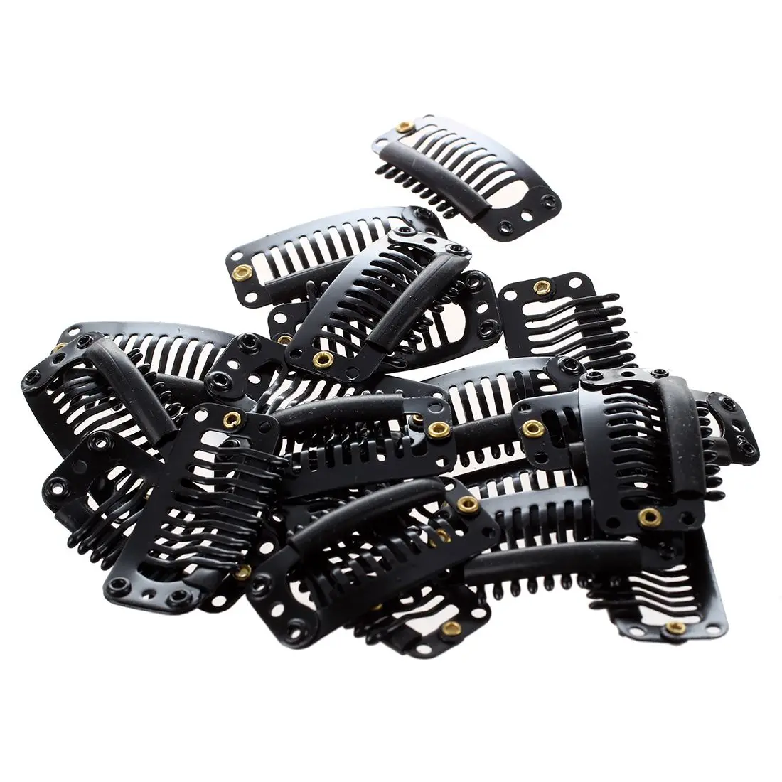 

20pcs Black Nine-tooth Clip for hair extension snap clip for DIY use(Black)32MM L