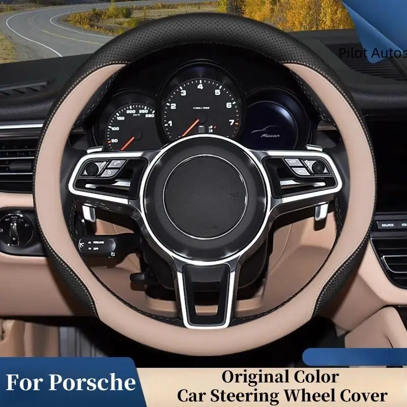 Original Colour For Porsche Car Steering Wheel Cover Interior Genuine Leather Breathe Nappa For Porsche Taycan Macan 911 718