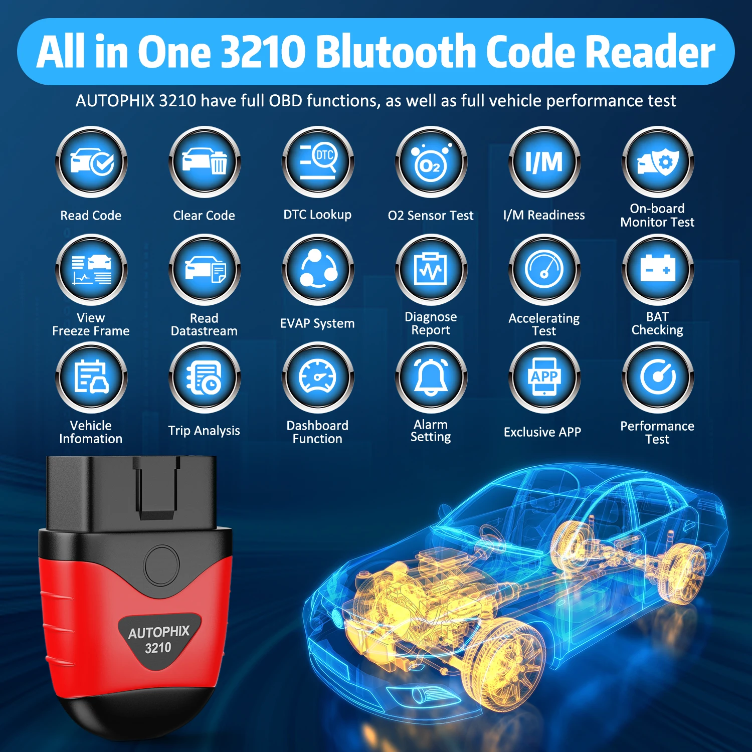 AUTOPHIX 3210 Bluetooth OBD2 Scanner Car Code Readers Auto Professional Battery Test Check OBDII Diagnostic Scan Tools Test