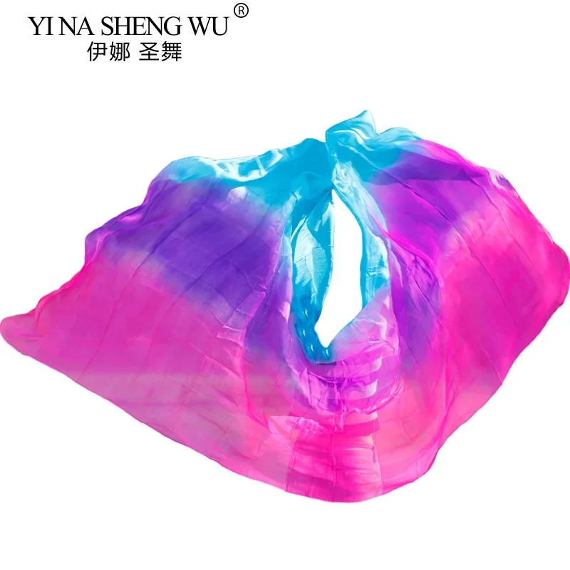 حجاب الرقص الشرقي 100% حجاب حريري مصنوع يدويًا حجاب ملون تدريجي شالات الرقص الشرقي أوشحة وجه مخصصة يدويا رمي وشاح حجاب #2