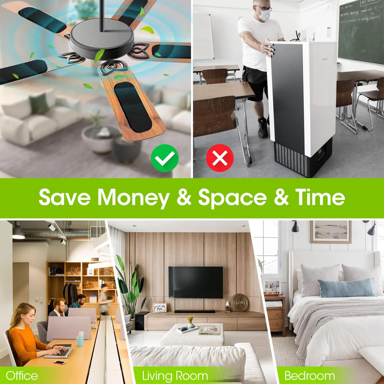 Ceiling Fan Carbon Air Filters Efficient Filtration Free Breathe Filters Absorb Dust  Pet Dander