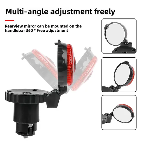 Imagen 2 del producto Espejo retrovisor de bicicleta giratorio ajustable manillar de ciclismo luz de advertencia Led espejos retrovisores accesorios de bicicleta conducción segura