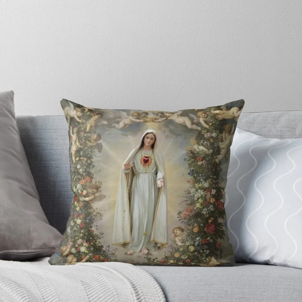 Virgin Mary Immaculate Heart of Mary Mother of God Our Lady Throw Pillow pillow cover luxury anime girl pillow