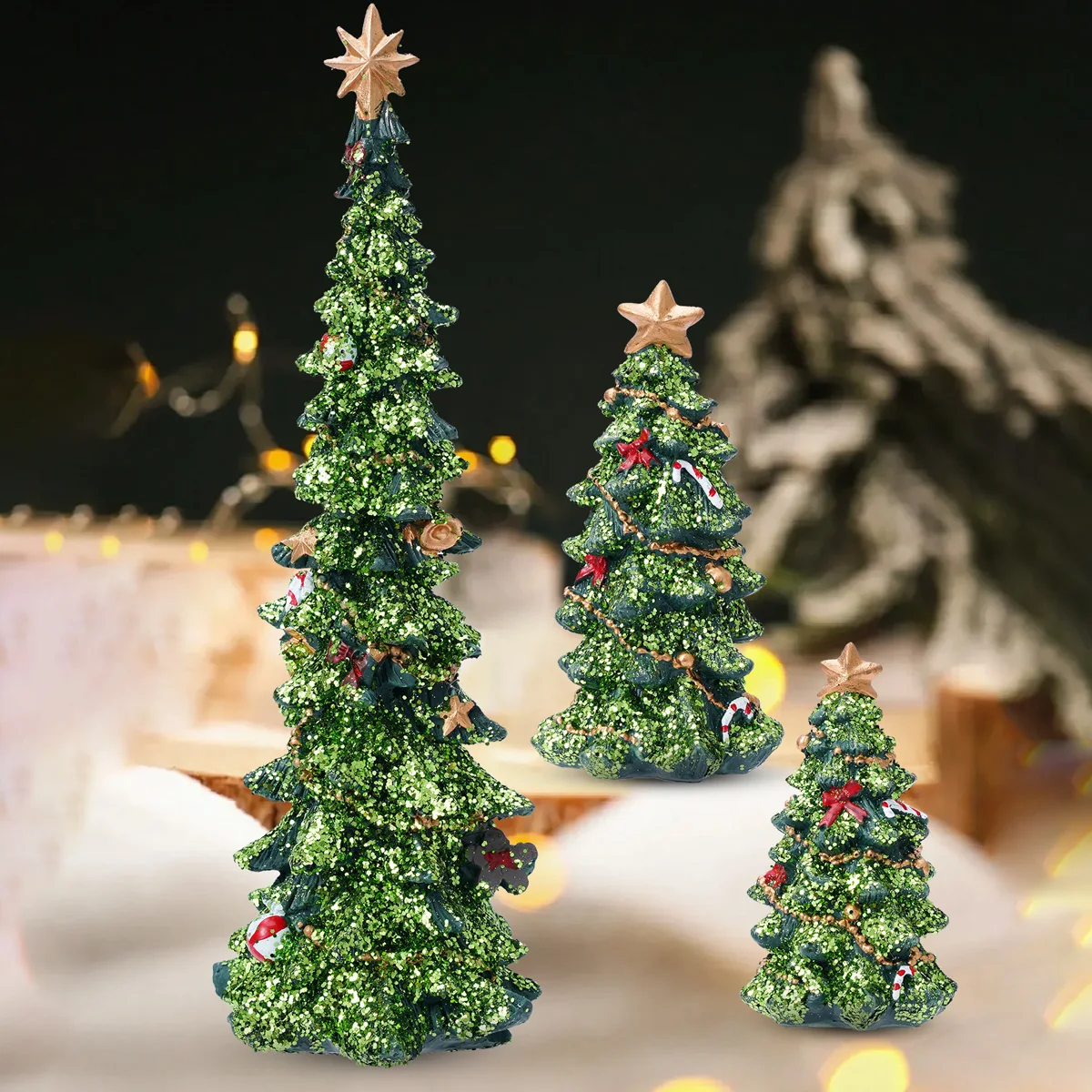 1PC, A Creative Green Christmas Tree Table Decoration Piece, With a Surface Coated with Small Glitter Sequins